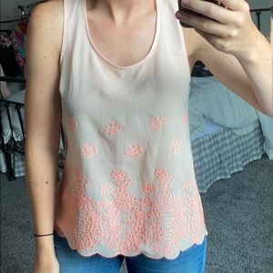 Pink embroidered tank